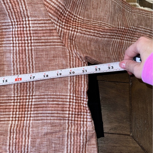 J. Jill Orange Plaid Harper Henna Linen & Cotton Blend Longline Blazer Size L - Picture 5 of 8